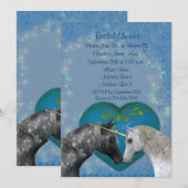 Kust Unicorns Heart Vrijgezellenfeest Invite Kaart (Voorkant / Achterkant)