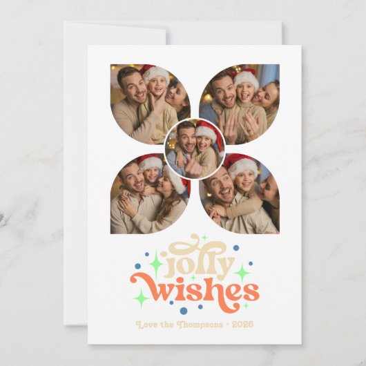 Kust Vakantie Retro Foto Collage Kerstmis Feestdagenkaart (Voorkant)