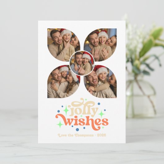 Kust Vakantie Retro Foto Collage Kerstmis Feestdagenkaart (Staand voorkant)