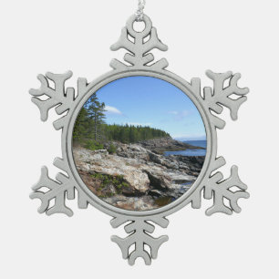 Kust van Bar Island in Acadia National Park Tin Sneeuwvlok Ornament