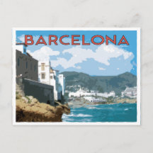 Kust van Barcelona, Spanje in vintage reisstijl