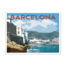 Kust van Barcelona, Spanje in vintage reisstijl