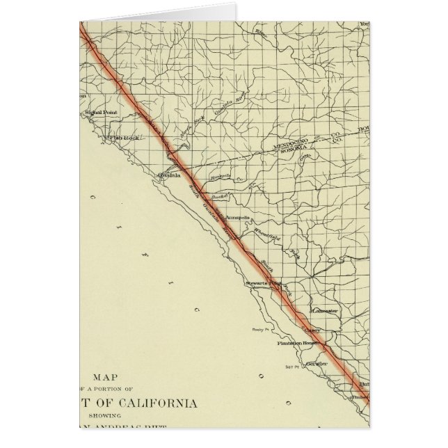 Kust van Californië met San Andreas Rift (Voorkant)