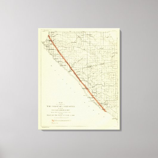 Kust van Californië met San Andreas Rift Canvas Afdruk (Voorkant)