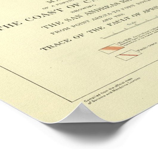 Kust van Californië met San Andreas Rift Poster (Hoek)