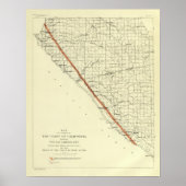 Kust van Californië met San Andreas Rift Poster (Voorkant)