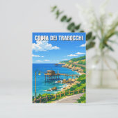 Kust van de Trabocchi Italië Reizen Briefkaart (Staand voorkant)
