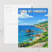 Kust van de Trabocchi Italië Reizen Briefkaart (Voorkant / Achterkant)