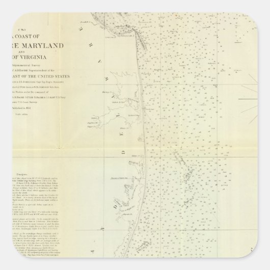 Kust van Delaware, Maryland, pt van Virginia Vierkante Sticker (Voorkant)