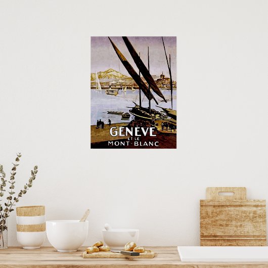 Kust van een meer van Genève, Zwitserland Poster (Keuken)