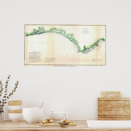  kust van Florida Panhandle Map Poster (Keuken)