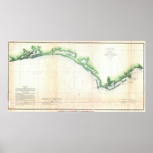 kust van Florida Panhandle Map Poster (Voorkant)