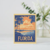  kust van Florida Sunset Palm Tree Travel Briefkaart (Staand voorkant)