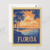  kust van Florida Sunset Palm Tree Travel Briefkaart (Voorkant / Achterkant)
