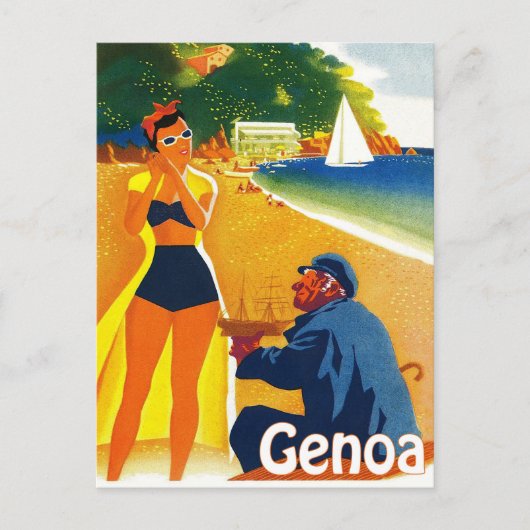 Kust van Genua, Italië, oude kapitein en jonge toe Briefkaart (Voorkant)