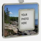 kust van het eiland Bar in het nationaal park Acad Verzilverd Omlijst Ornament (Rechts)