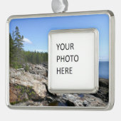 kust van het eiland Bar in het nationaal park Acad Verzilverd Omlijst Ornament (Links)