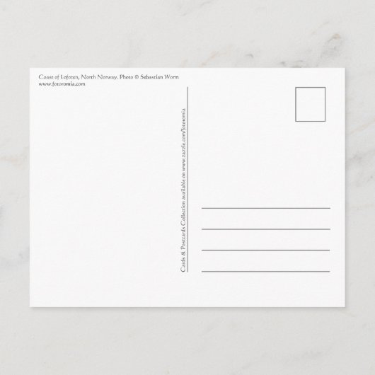 Kust van Lofoten Noorwegen Briefkaart (Achterkant)