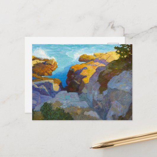 Kust van Maine door Newell Convers Wyeth Feestdagenkaart (Voorkant / Achterkant in situ)