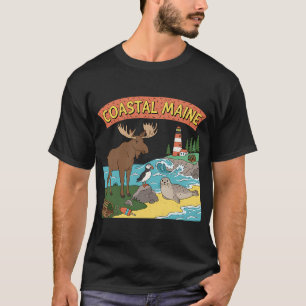 Kust van Maine Retro jaren 90 Thema Maine Cartoon T-shirt