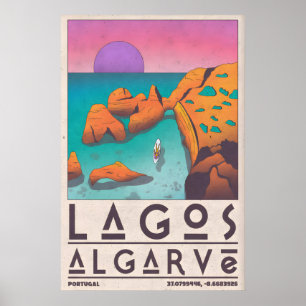 Kust van Portugal Muurkunst Zonnige Kliffen en Rus Poster