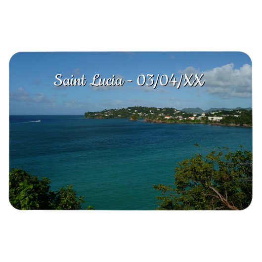 Kust van Saint Lucia Caribbean Vacation Foto Magneet (Horizontaal)