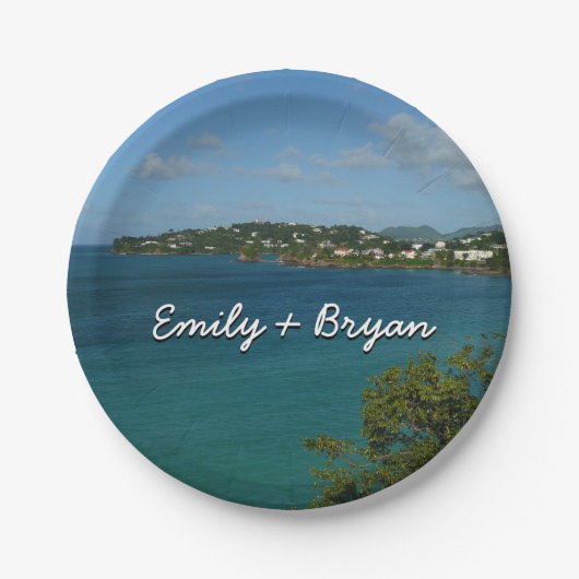 Kust van Saint Lucia Caribbean Vacation Foto Papieren Bordje (Voorkant)