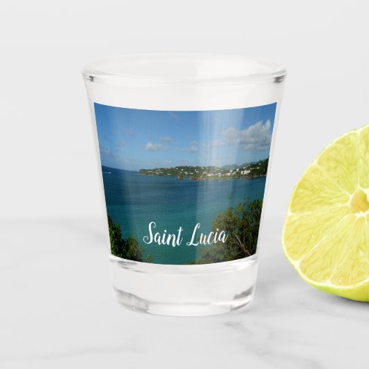 Kust van Saint Lucia Caribbean Vacation Foto Shot Glas (Voorkant)