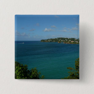 Kust van Saint Lucia Caribbean Vacation Foto Vierkante Button 5,1 Cm