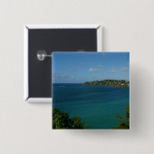 Kust van Saint Lucia Caribbean Vacation Foto Vierkante Button 5,1 Cm (Voorkant /achterkant)
