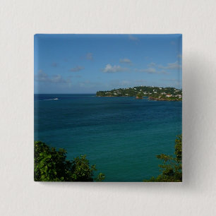 Kust van Saint Lucia Caribbean Vacation Foto Vierkante Button 5,1 Cm