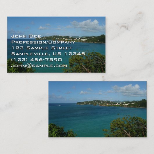 Kust van Saint Lucia Caribbean Vacation Foto Visitekaartje (Voorkant / Achterkant)