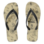 Kust Vintage Nautisch Strand Vuurtorens Teenslippers (Voetbed)