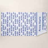 Kust Vis Blauw en Wit Trouwfeest Strandlaken (Voorkant)