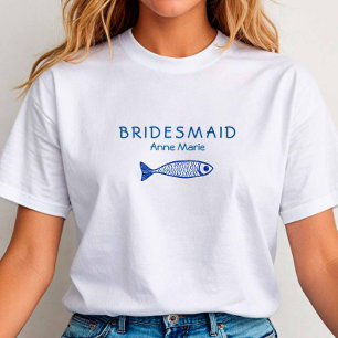 Kust Vis Blauw en Wit Trouwfeest T-shirt