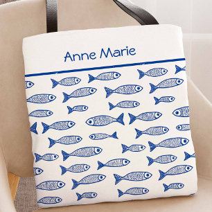 Kust Vis Blauw en Witte Bruid Bachelorette Tote Bag