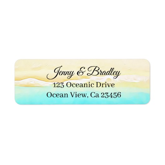 kust voor Blauwgroen en zandoceaan Etiket (Voorkant)