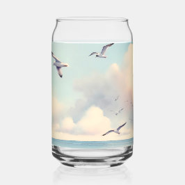 Kust Vuurtoren Meeuwen Pastel Lucht Sereniteit Blikvorm Glas