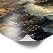 Kust Vuurtoren & Seaside Village Sunset Art Foto Afdruk (Hoek)