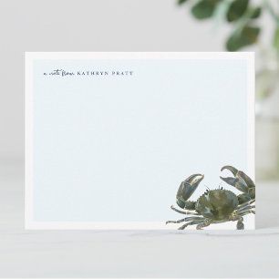Kust Watercolor Blauwe Krab Persoonlijk Briefpapie Notitiekaartje