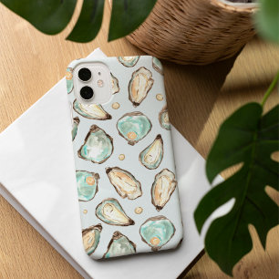 Kust Watercolor Oester & Parel Patroon iPhone 16 Hoesje