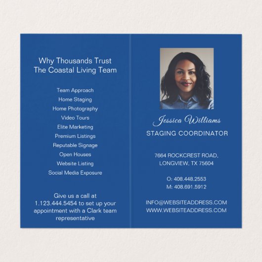 Kust Waterverf Blauw Voordeur Foto & Service Visitekaartje (Binnenkant ongevouwen)