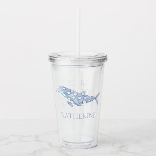 Kust Waterverf Blauwe Stip Dolfijn Acryl Drinkbeker (Voorkant)
