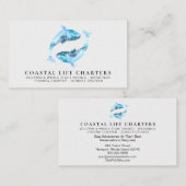 ** Kust Waterverf dolfijnen spelen wit Visitekaartje (Voorkant / Achterkant)