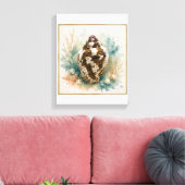 Kust Waterverf Duif Schelp Zee Glas Wand Kunst Canvas Afdruk (Insitu (Woonkamer))