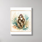 Kust Waterverf Duif Schelp Zee Glas Wand Kunst Canvas Afdruk (Voorkant)