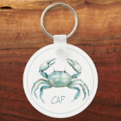 Kust Waterverf Krab Monogram Sleutelhanger (Voorkant)