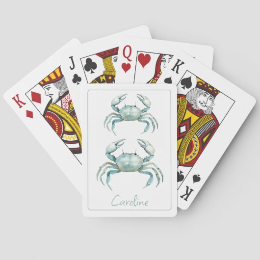 Kust Waterverf Krab Persoonlijk Pokerkaarten (Achterkant)