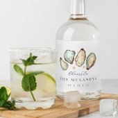 Kust Waterverf Oester Bruiloft Likeurfles Etiket