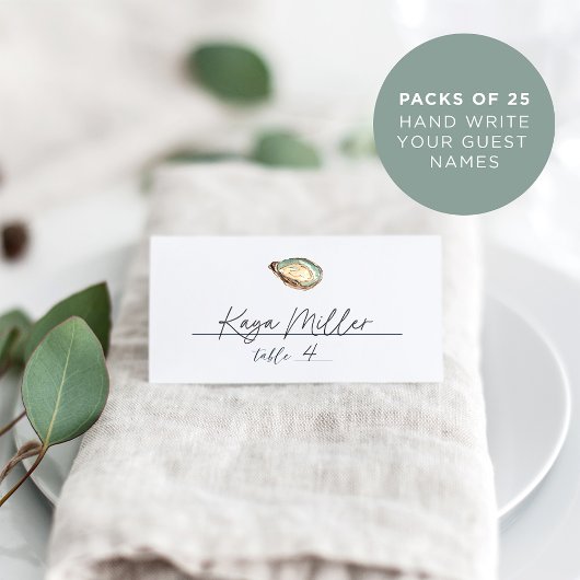 Kust Waterverf Oester Bruiloft Plaatskaartje